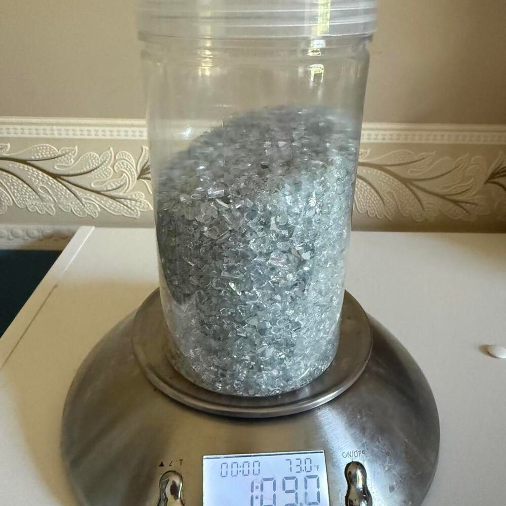 Silver Crushed Glass Vase Filler Decorative Glass Gems Craft Supplies 1.9 lb